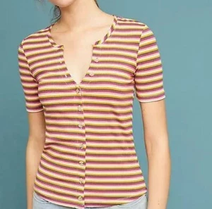 Anthropologie Kurzarm-Top gestreift Größe L - Bild 1 von 3
