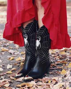 Women's Cowboy Boots Embossed Pull On Pointed Toe Western Mid Calf Boots US11 - Picture 1 of 12