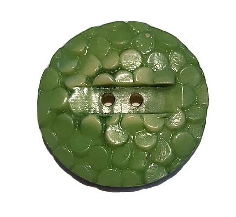 Antique Celluloid Button 1.07" Green Fish Lizard Scale 2-Hole Flat Sewing 7851 Cover