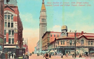 Postcard CO Denver Colorado-16th Street-Fisher Tower-Nast Photos-Antique 1913 C2 - Picture 1 of 2