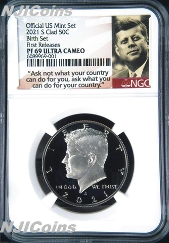 2021 S Proof Kennedy Half Dollar 50c NGC PF69 Ultra CAMEO FR BIRTH SET Version Cover
