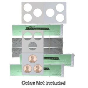 3 Hole - Penny/Cent Guardhouse 2x2 Mylar/Cardboard Coin Flips, 500 pack - Picture 1 of 3