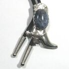 Bola/Bolo Tie 25X18mm Lapis Stone Cabochon Silvery Metal Boot Slide 48X