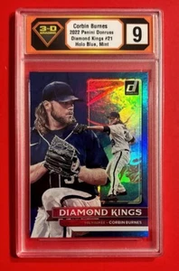 2022 Panini Donruss Diamond Kings Corbin Burnes Holo Blue 3DG 9 MILWAUKEE BREWER - Picture 1 of 2