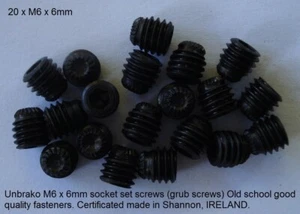 Unbrako M6 x 6mm socket set screws (grub screws) Best Quality made in IRELAND. - Picture 1 of 4