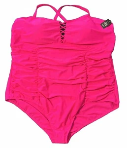 Traje de baño TORRID de celosía inalámbrica frontal ligeramente forrado de una pieza cobertura media ROSA - Imagen 1 de 6