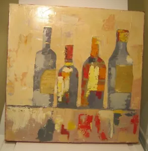 Botellas abstractas modernas bodegón óleo sobre lienzo de "D gio" ¡EXCELENTE sin marco!! - Imagen 1 de 4