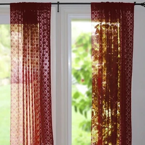 Floral Lace Sheer Curtain Window Panel 58" Wide - Picture 1 of 46