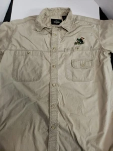 RedHead Khaki Button Down Short Sleeve Bass Fish Mens Large 100% Cotton - Picture 1 of 11