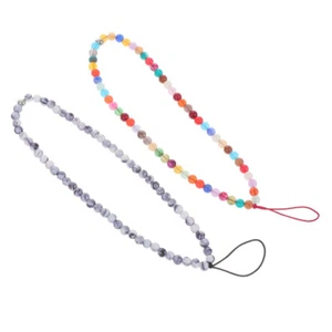 2 Pcs Handy Kette Perlenbesetztes Handy-Schlüsselband Mobilfunkanhänger - Zdjęcie 1 z 12