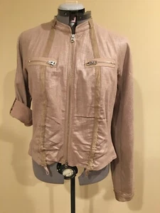 NWT A/X ARMANI EXCHANGE Linen Cotton Khaki Front Zip Jacket Size XL - Picture 1 of 8