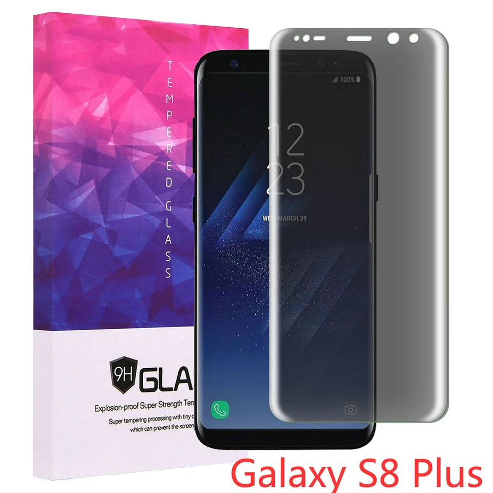 隐私钢化玻璃屏幕保护膜全覆盖三星 Galaxy S8 Plus — 第 1/1 张图片