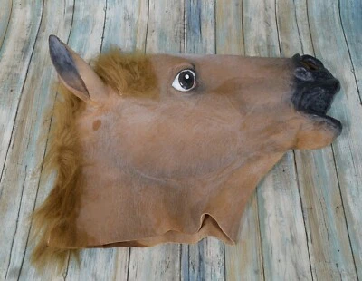 Máscara Cabeza de Caballo de Látex Grande Disfraz Marrón Divertido Animal Juegos con disfraces Halloween Foto 1 de 4