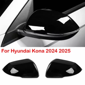 For Hyundai Kona 2024 2025 2Pcs ABS Gloss Black Rearview Mirror Cover Trim Caps - Bild 1 von 7