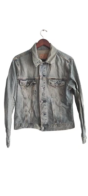 Chaqueta de mezclilla envejecida de colección Energie Jeans para hombre motociclista motocicleta camionero talla M Foto 1 de 4