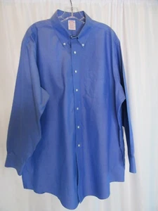Camisa clásica Brooks Brothers para hombre 17 1/2 x 33 azul manga larga algodón - Imagen 1 de 5