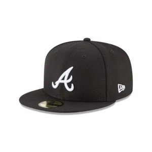 Authentic New Era MLB On-Field 59Fifty Fitted Cap Atlanta Braves Black/White - Picture 1 of 5