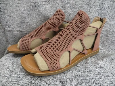 Sandalias Lucky Brand Bartega Gladiador Planas Mujer 7.5M 38EU Zapatos Cremallera Correa Rosa Foto 1 de 4