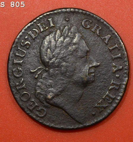 1724 Wood's Hibernia Half Penny Colonial Copper Coin "VF/XF" Cover