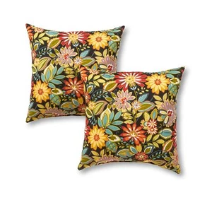 Greendale Home Fashions Outdoor 17-inch Square Throw Pillow, Set of 2, Bloom ... - Picture 1 of 6