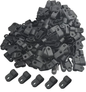 Kit de 200 pinzas de cable de nailon de 5/16" tipo R de cable de plástico negro - Imagen 1 de 2