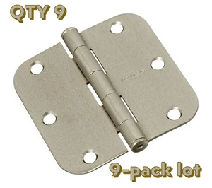 9er Pack Lot National N830-242 Satin Nickel 3-1/2" Türscharniere 5/8" Radius Ecken - Bild 1 von 4