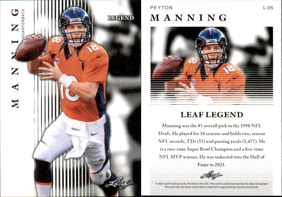 Hoja Leyenda Peyton Manning L-05 2025 Broncos/Potros Foto 1 de 1