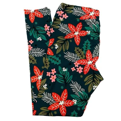 Christmas 🎄 TC LuLaRoe Leggings - Warm Wishes Collection - Poinsettias - Image 1 of 4