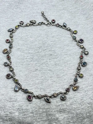Collar Cristales Multicolor Swarovski Tono Plata Firmado Patricia Locke EE. UU. Foto 1 de 4