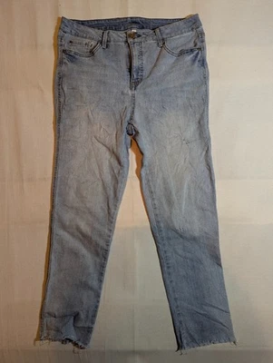 Pantalones de mezclilla elásticos azul Seven 7 para mujer 8 fin de semana ajuste fácil novio dobladillo crudo Foto 1 de 4