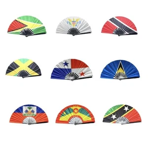 Ventilador Plegable Mezcla Banderas Países del Caribe|Ventilador Clack para Carnaval| Vacío Jamaica... - Imagen 1 de 1