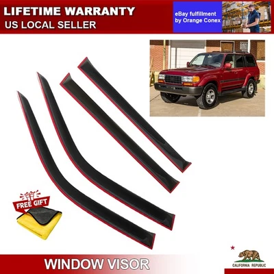 WELLVISORS Viseras Ventana Lateral con Borde Negro Protector de Lluvia LandCruiser 1991-1997 EE. UU. Foto 1 de 4