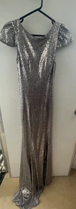 JADORE beautiful Silver Sequin Dress Formal Size 8 A1 Condition - Picture 1 of 4