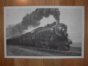 OLD SOUTHERN PACIFIC RAILROAD TRAIN PRINT SP LOCOMOTIVE H.C. HAHN VINTAGE PRINTS - Picture 1 of 1