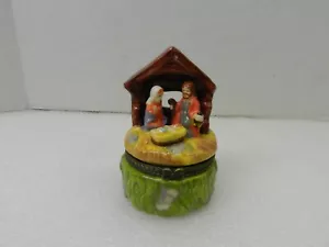 3" Round Nativity Manger Scene Hinged Trinket Gift Box Holy Family Baby Jesus - Picture 1 of 8