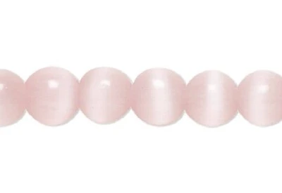Bead, 1 Std(100) Light Pink Cat's Eye Fiber Optic Glass 4mm Round Grade A Beads - Image 1 of 3