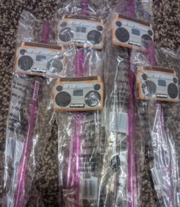 7-11 Seven Eleven Slurpee Straws Retro Lot of 5 Boombox w/ Purple Straw New - Picture 1 of 3