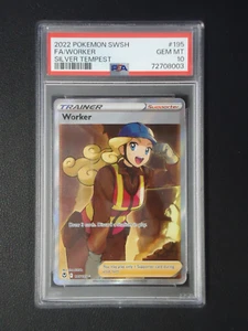 2022 POKEMON Worker Silver Tempest Full Art 195/195 Trainer PSA GEM MINT 10 - Picture 1 of 3