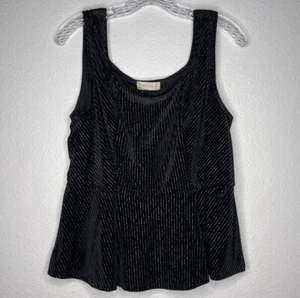 Camiseta sin mangas Altar’d State de terciopelo peplum con tela acanalada dorada metálica para mujer L - Imagen 1 de 5