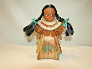 Native American Indian Girl Rubber Doll Part Hand Made 8.5" Yarn Sewn &Collar - Picture 1 of 3