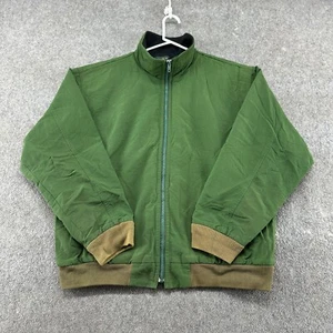 VINTAGE J Crew Jacket Mens L Green Parka Bomber Fleece Lined Oarsman Nylon 90s - Picture 1 of 16