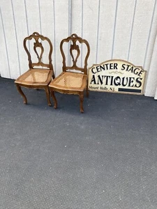 65322 Pair Antique Miniature  French Louis XV Childs Chair s - Picture 1 of 11