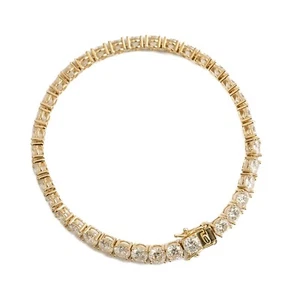 10K Yellow Gold Moissanite Tennis Bracelet, 7-8.2CTTW, VVS1, D, 3MM stones, KD18 - Picture 1 of 7