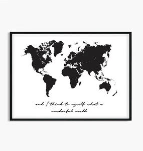 What a Wonderful World Map Art Print Poster Canvas World Map Print Map Poster - Picture 1 of 6