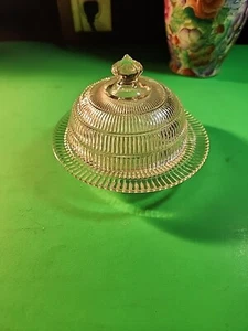 Hazel-Atlas Crystal Clear Beehive Butter Dish with Cover 6" - Picture 1 of 4