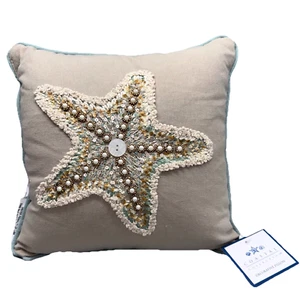 Coastal Collection Beaded Starfish Accent Pillow Beach Ocean Decor 12" NEW - Picture 1 of 10