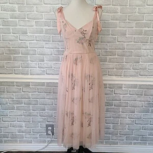 Vestido midi Chelsea & Violeta Rosa Floral Tul Bordado Hada Coqueta - Imagen 1 de 10
