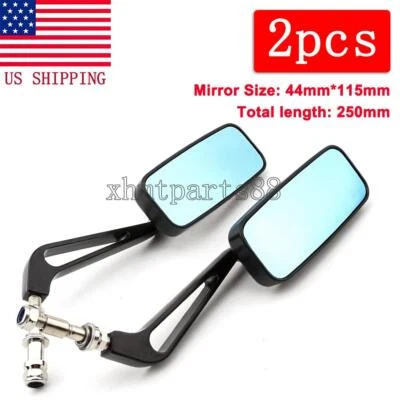 Espejos retrovisores rectangulares negros para motocicleta Harley-Davidson Road King Road Glide FLTR Foto 1 de 4