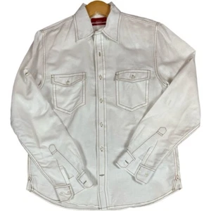 RED BY SAKS FIFTH AVENUE MENS WHITE BUTTON DOWN LONG SLEEVE LINEN MIX SIZE MED - Picture 1 of 7