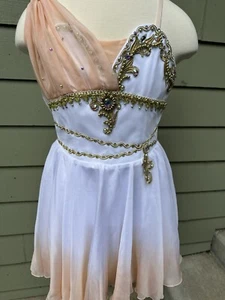 Vestido de Ballet Profesional Rosa Melocotón Blanco Talismán Cupido Diana Disfraz L 13 14 - Imagen 1 de 10